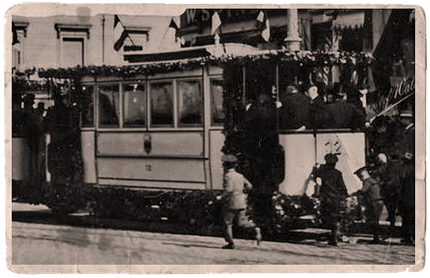 Der "neue" Beiwagen 32 bei der Eröffnung der elektrischen Straßenbahn | Foto: Sammlung HSP e.V.