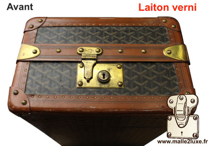 laiton verni sur malle goyard ancienne a vendre
