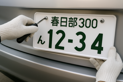 出張封印の作業風景 ナンバー取り付けのシーン