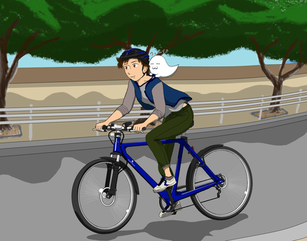 自転車でお出掛けイラスト