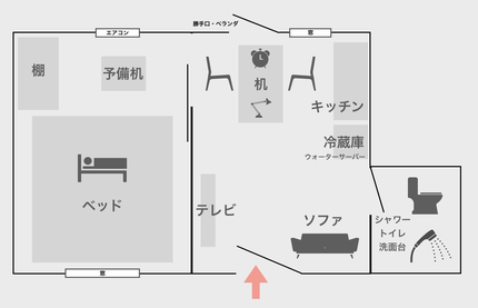 スーペリアルームの標準的な間取り(お部屋によって多少異なります)