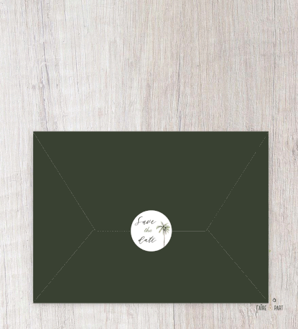 Save the date mariage numérique animé, palmier, exotique, tropical,cocotier