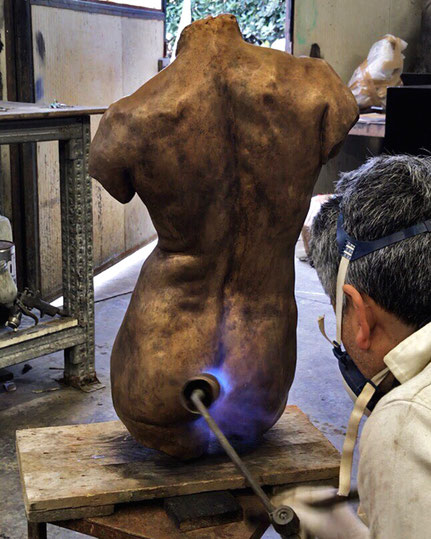 Ferric nitrate patina using a torch
