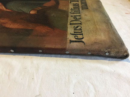 Gemälde in der Restaurierungwerkstatt auf alten Keilrahmen