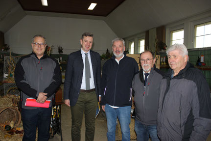 Kreisvorsitzender Hans Kittel, Schirmherr Landrad Dr. Oliver Bär, Bezirks- und Landesvorsitzender Bernd Polster, Ausstellungsleiter Günter Griesbach, Siegfried Hedwig
