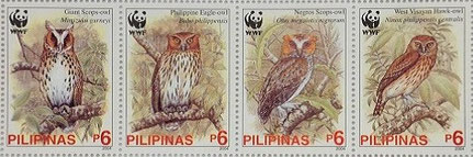 Owls on Philippine Stamps of 2004; Se-tenant Strip of 4 Stamps