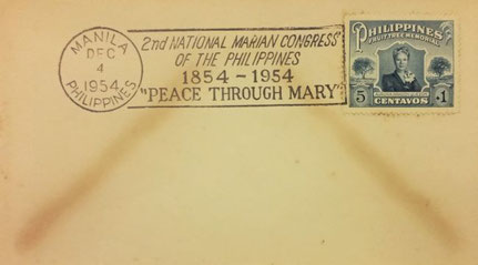 1954/12/4: Philippine Slogan Cancellation: “Peace through Mary”
