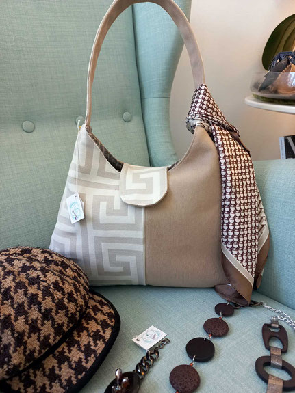 Hobobag geometrico beige avorio La Ballerina Bianca