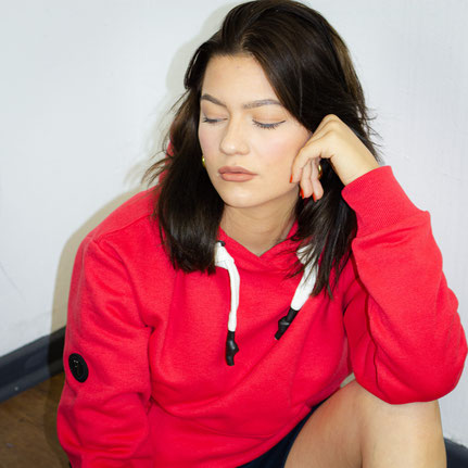 Backenpulversponsor Sweatshirt Frauen in rot
