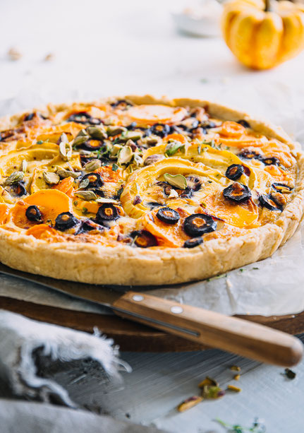 Herbst-Tarte mit Süßkartoffel und Kürbis