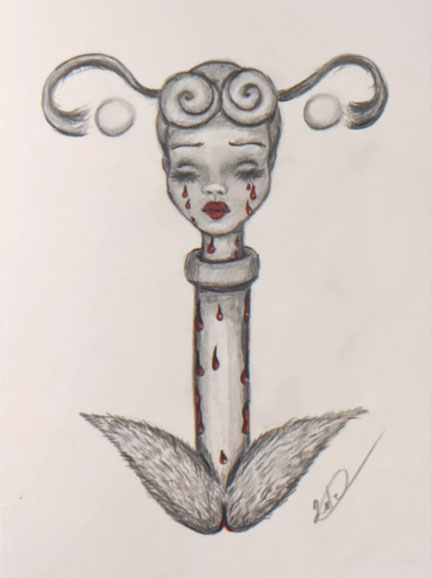 "Uterus 5" - pencil and marker on paper. 07.02.2024