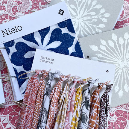 Explore our captivating range of block-print fabrics, available for delve in our online catalog.