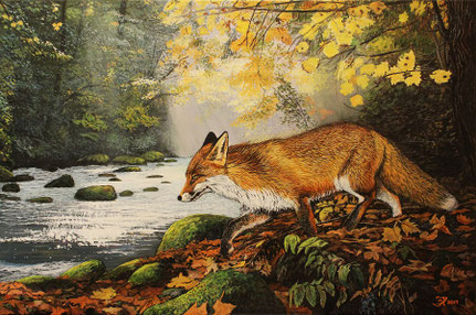 Fuchs im Herbstwald 40 x 60      