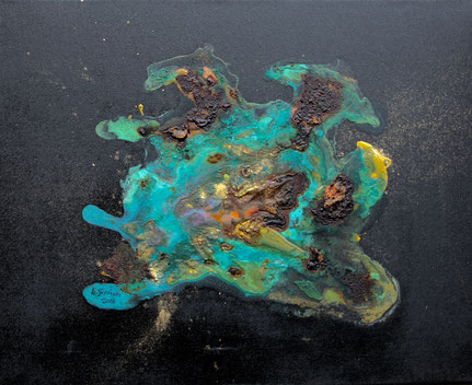"Oxidation 4", Acryl und Oxidationslösung auf Leinwand, 40x50 cm