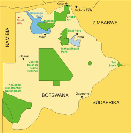 Botswana Reisen - Karte