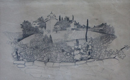 Jean Milhau, Eglise village, 1940 (160x260)