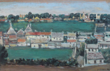 Jean Milhau, Village du Morvan, 1954, signé et daté en bas à droite (400x600)