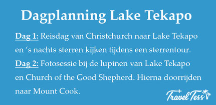 Dagplanning Lake Tekapo