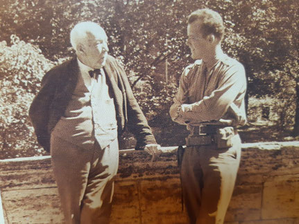 Richard Strauss und John de Lancie auf der Veranda von Strauss‘ Villa in Garmisch (Foto aus dem Besitz von John de Lancie)