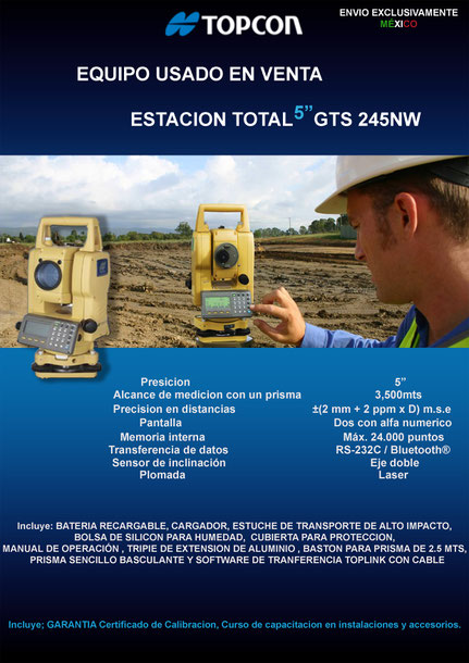 estacion total usada topcon gts245nw 