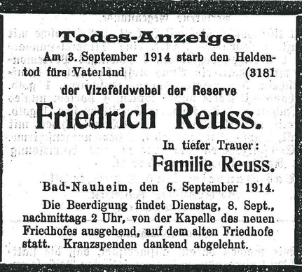 Todesanzeige Friedrich Reuss