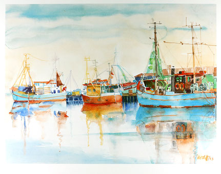 Aquarell-Druck, Hafen