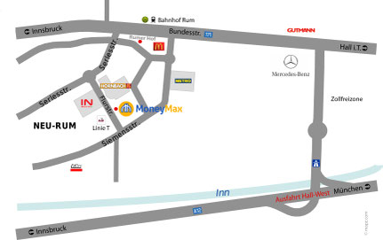 Lageplan MoneyMax Innsbruck Neu-Rum
