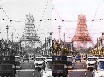 1958（昭和33）年、建設中の東京タワー