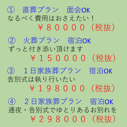 各プラン金額と概要説明の画像