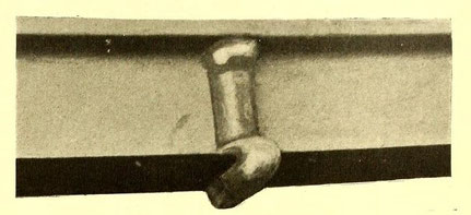Thermite welding: Side of rail, showing weld