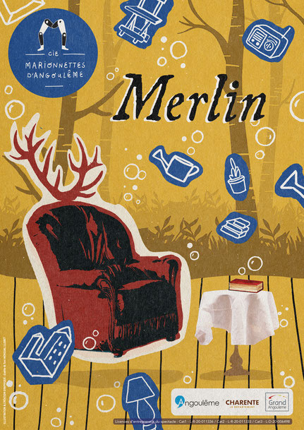 Affiche du spectacle Merlin des Marionnettes d'Angoulême