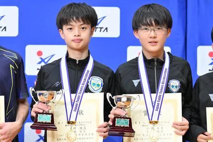 男子ダブルス優勝:大野颯真/小林右京(木下アカデミー)@卓球レポート/バタフライ