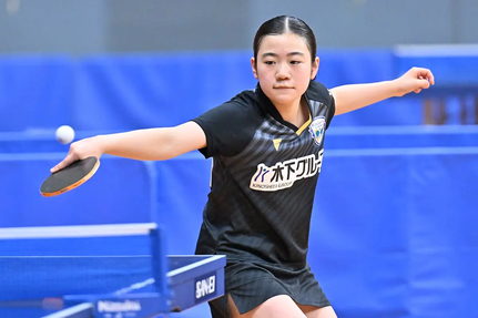14歳以下女子シングルス準優勝:瓜生日咲(木下アカデミー)@卓球レポート/バタフライ