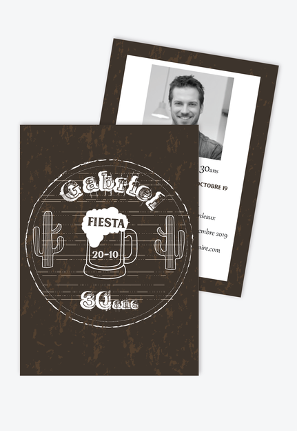 invitation anniversaire homme-tendance-pas cher-biere-cactus-western-20ans-30ans-40ans-50ans-60ans-70ans