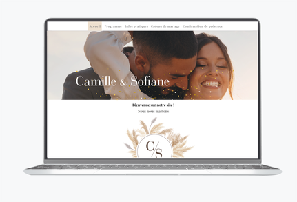 Site de mariage- Site internet de mariage-wedding website - assorti au faire-part-couronne de pampas-monogramme-champêtre-bohème-