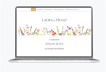 Site de mariage-Site interenet de mariage- wedding site-site internet assorti au faire-part-dégradé de rose-branche laurier doré-feuille palmier