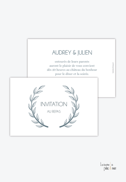 Carton invitation mariage-Invitation mariage-couronne d'épi-blé -recto/verso