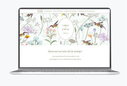 Site de mariage-Site internet de mariage-wedding website-assorti au faire-part-élégance-romantisme-oiseau-colibri-