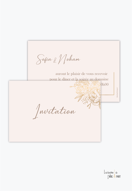 Carton invitation mariage-Invitation mariage-pivoines-dorée-chic-elegant-raffiné-or