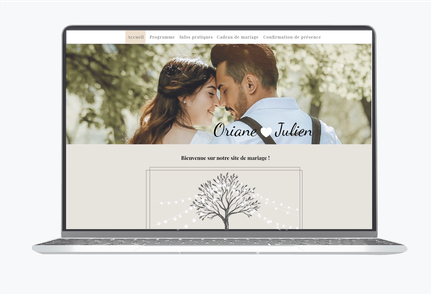 Site de mariage-Site internet de mariage-wedding website-assorti au faire-part-arbre-pictogramme-guirlande-coeur-arbre de vie-kraft
