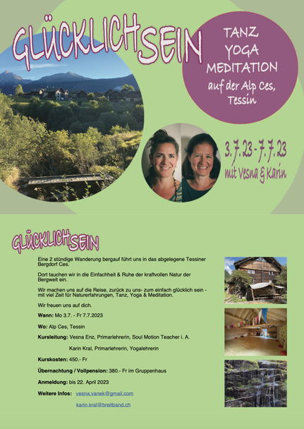 Theatralis - Flyer Tanz Yoga Meditation auf der Alp Ces