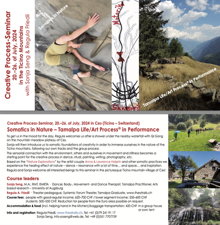 Theatralis - Creativ-Seminar in the Ticino Mountains - Flyer 2024
