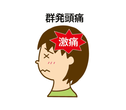 男性に多い頭痛のタイプで、頭痛持ちの約３〜５％がかかるとても珍しい頭痛、群発頭痛のイラスト