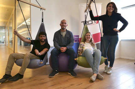 Tech7-Manager Alon & Yotam, Anke, Tech7 Juniors-Leader Judith (v.l.)