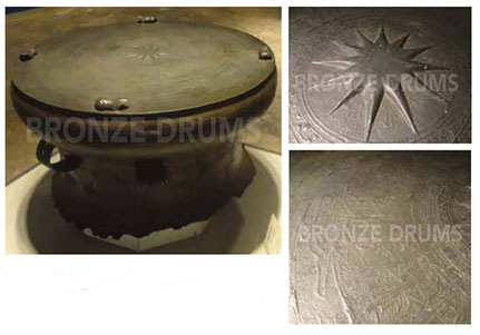 Fig. 6. DNM New aisle biggest drum – Designs detailed in (a) Central Star, (b) Dancers and birds.