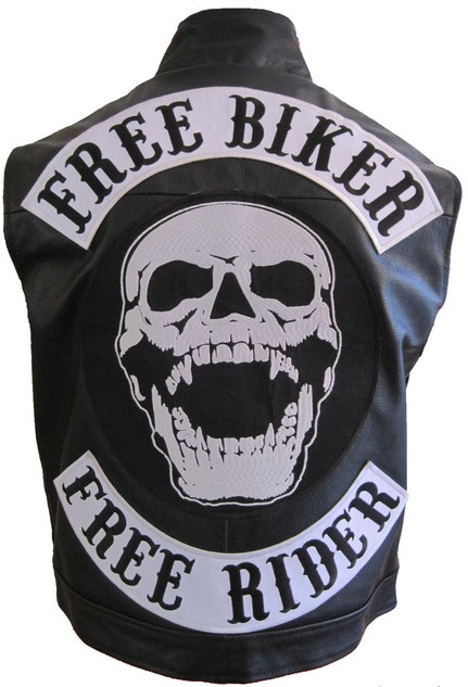 Free Biker Free Rider Lederweste, Kutte no MC Aufnäher Backpatch Rückseite