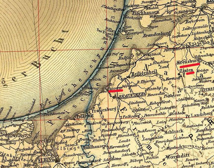 Der Weg sollte von Schnakeinen oder Kreuzburg über Heiligenbeil über das zugefrorene kurische Haff auf die kurische Nehrung führen.