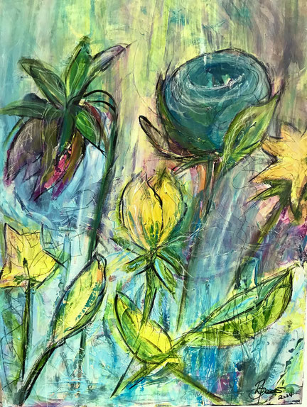 Frühlingsthema ...Erneuerung , mixed media , 60x80cm ,B381