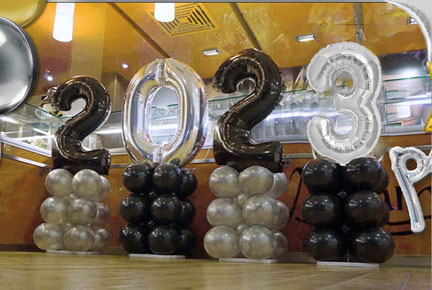 Deko Dekoration Party Feier Silvester Neujahr Ballon Luftballon Zahlen Jahreszahl Folienzahl Folienballon 2023 Jahreswechsel
