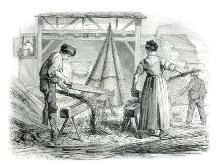 Teillage du chanvre, en Alsace. (Auteur inconnu, S.D. et S.L.).